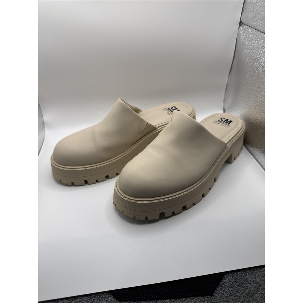 SM New York Beige Chunky Lug Sole Clogs 8.5 #866
